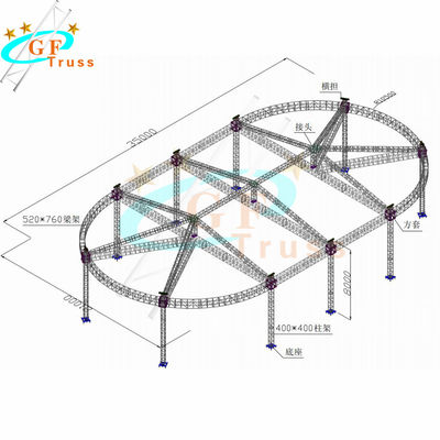 บูธรอบอลูมิเนียมหัวจุกนั่งร้านแสงนั่งร้านโค้งระบบรูปทรงสี่เหลี่ยม