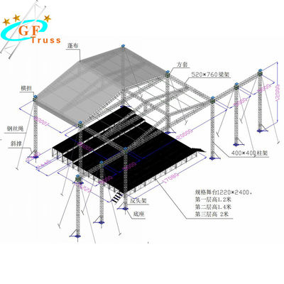 Heavy Duty 6061-T6 ระบบมัดเวทีอลูมิเนียม 520 * 760 มม