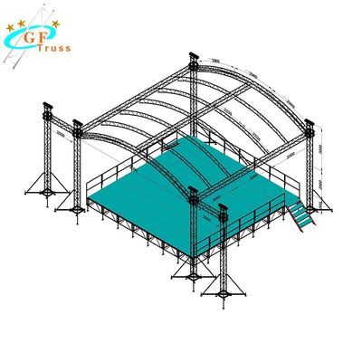 6061-T6 Aluminium Truss Roof Systems Concert Stage DJ ใช้แล้ว