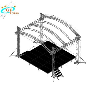 6061-T6 Aluminium Truss Roof Systems Concert Stage DJ ใช้แล้ว